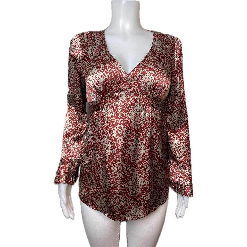 F. Sundance Top P8 Multicolor Blouse Long Sleeve V Neck
